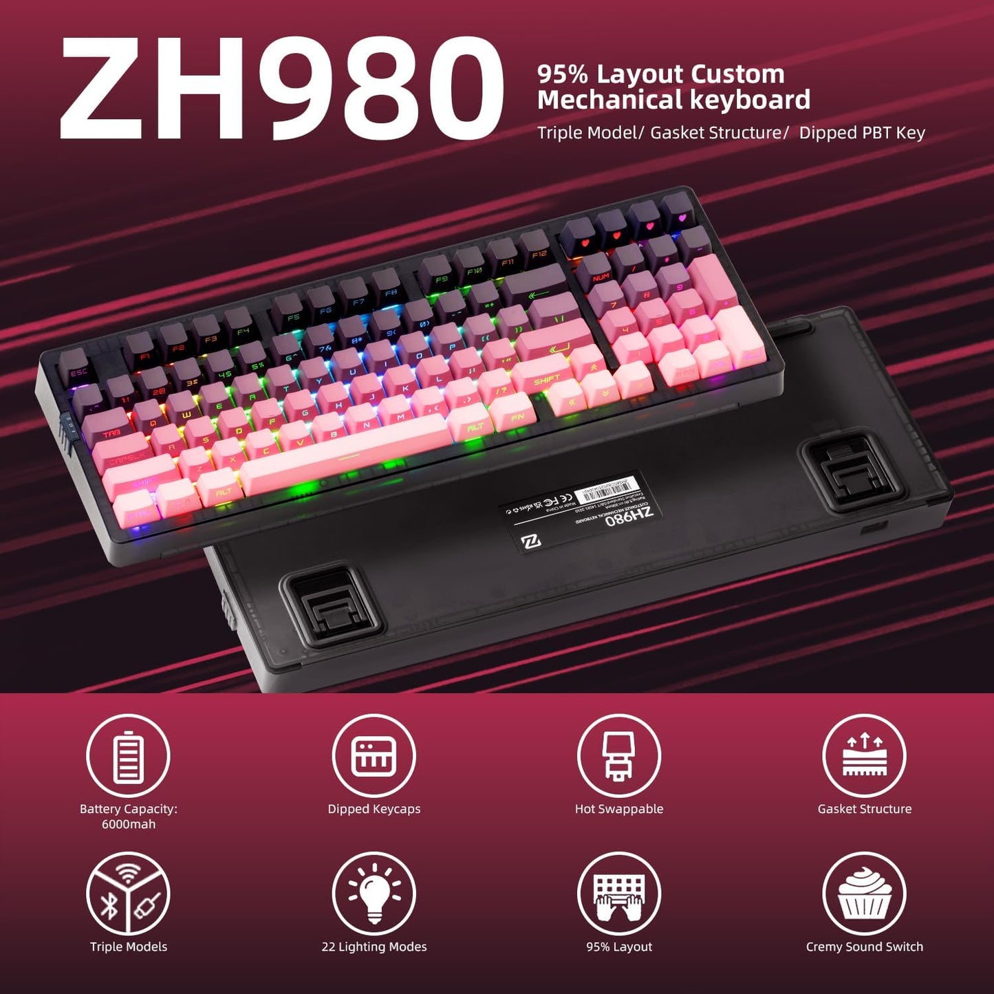 Rose Creamy Wireless Mechanical Keyboard