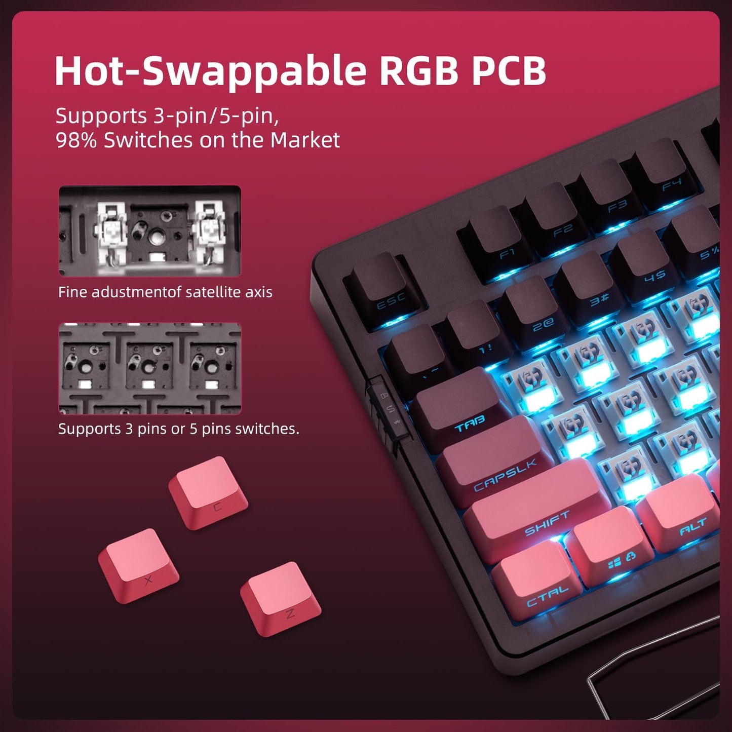 Rose Creamy Wireless Mechanical Keyboard