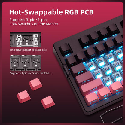 Rose Creamy Wireless Mechanical Keyboard